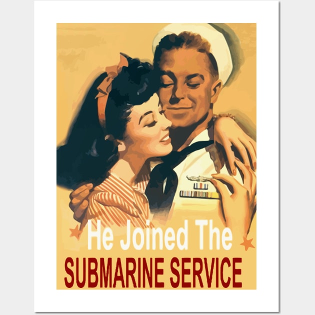 US Navy Submarine Service, Vintage Recruiting Poster Wall Art by Naves